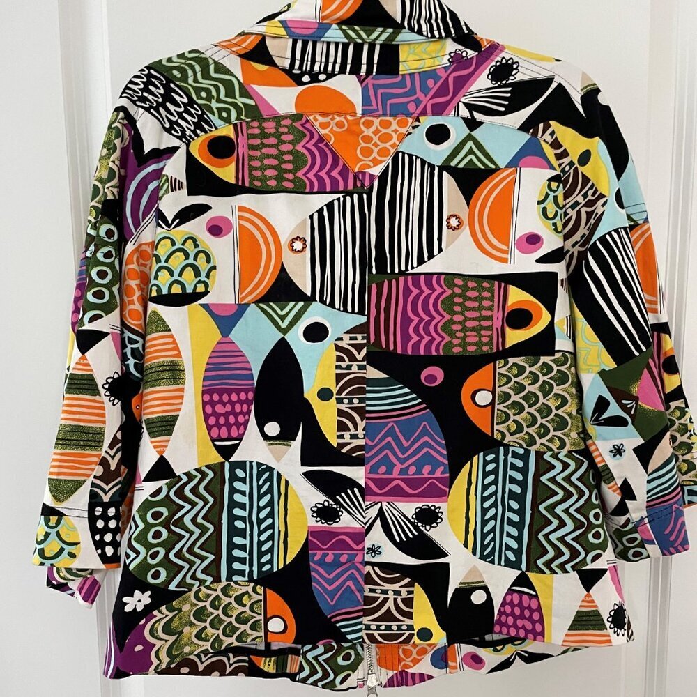 Peck & Peck Weekend Vibrant Multi-Color Tropical Women's Spring Jacket - Medium - Picture 2 of 11